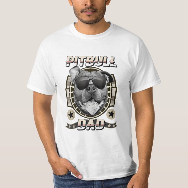Camiseta pitbull pai orgulhoso pit bull dog pai retro legal (Frente)