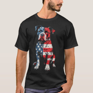 Camiseta Pitbull Patriota Bandeira Americana Mãe de Cachorr