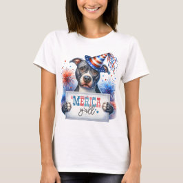 Camiseta Pitbull Patriótico "Merica Y'all