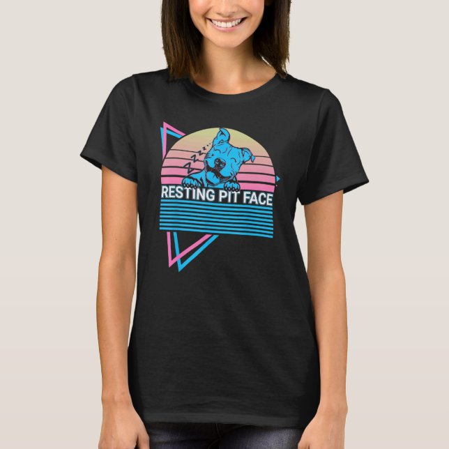 Camiseta Pitbull Pit Bull Retro Descansando Cara de Pit (Frente)