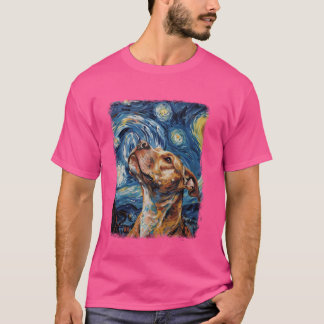 Camiseta Pitbull Pittie Dog Starry Night Painting