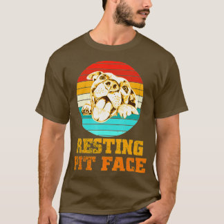 Camiseta Pitbull Resting Face Vintage Cães Pitbull Amor
