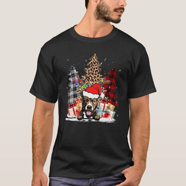 Camiseta Pitbull Santa Hat Light Buffalo Xadrez Leopard Xma (Frente)