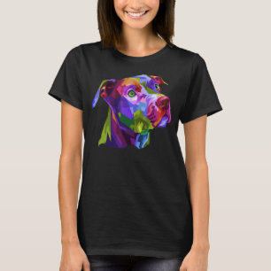 Camiseta Pitbull Terrier Colorido em Geométrico Pop