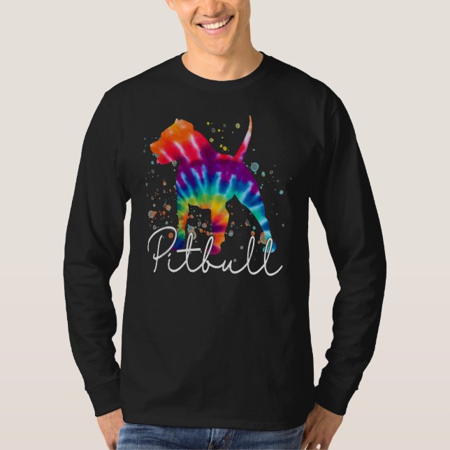 Camiseta Pitbull Tie Dye Rainbow Dog Lover (Frente)