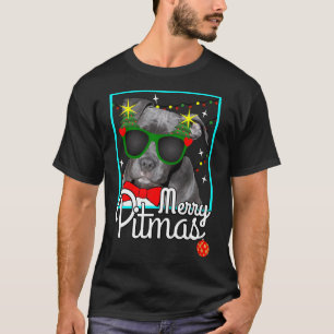 Camiseta Pitbulny Engraçado Touro Cachorro Feliz de Natal P