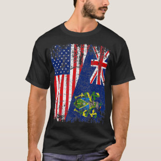 Camiseta PITCAIRN ISLAND ROOTS Half American Flag PITCAIR