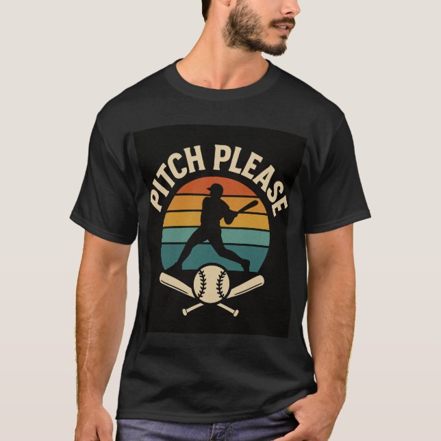 Camiseta Pitch Please Baseball — Retro Sunset, Batter Silho (Frente)