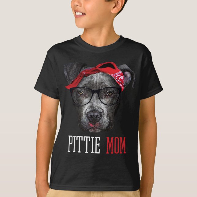 Camiseta Pittie Mãe Pitbull Cachorro Amantes Dia de as mães (Frente)
