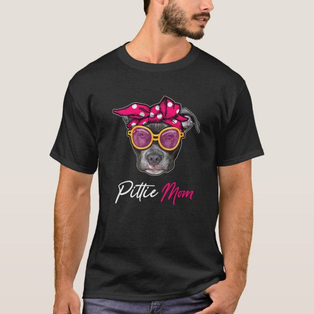 Camiseta Pittie Mãe Pitbull Cão Adolescente Dia de as mães  (Frente)