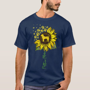 Camiseta Pittie Mãe Sunflower Pitbull Dons Dons Dog Mãe