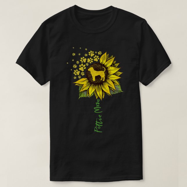 Camiseta Pittie Mãe Sunflower Pitbull Dons Dons Dog Mãe (Frente do Design)