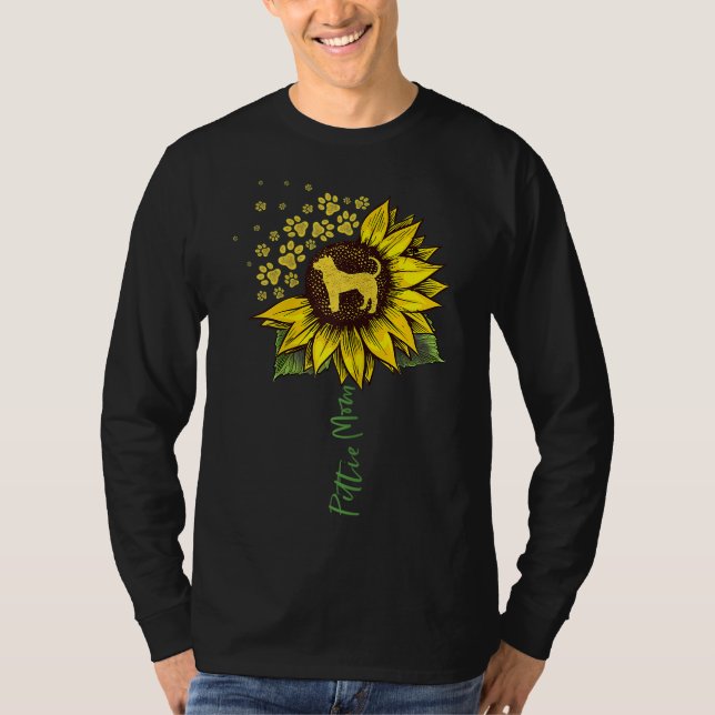 Camiseta Pittie Mãe Sunflower Pitbull Dons Dons Dog Mãe (Frente)