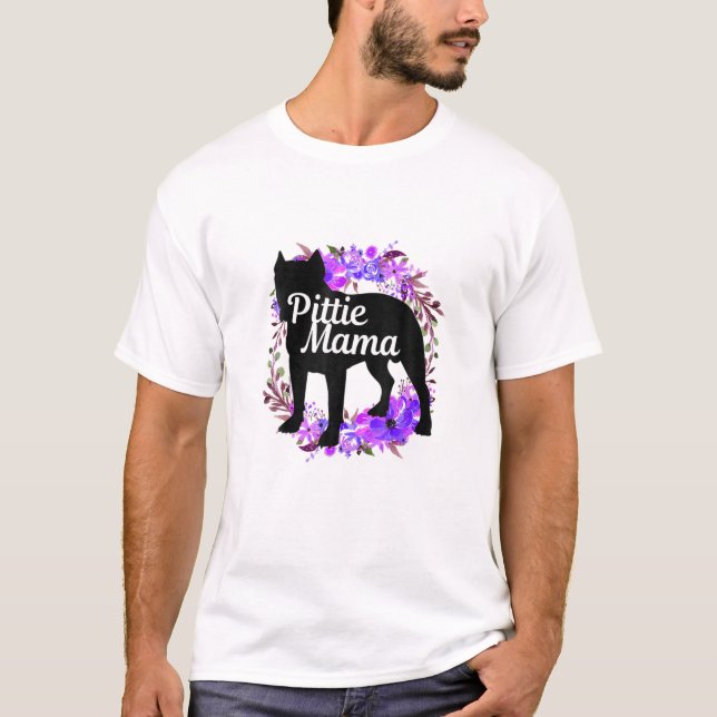 Camiseta Pittie Mama Pitbull Lover Gifts Pit Bull Cachorro  (Frente)