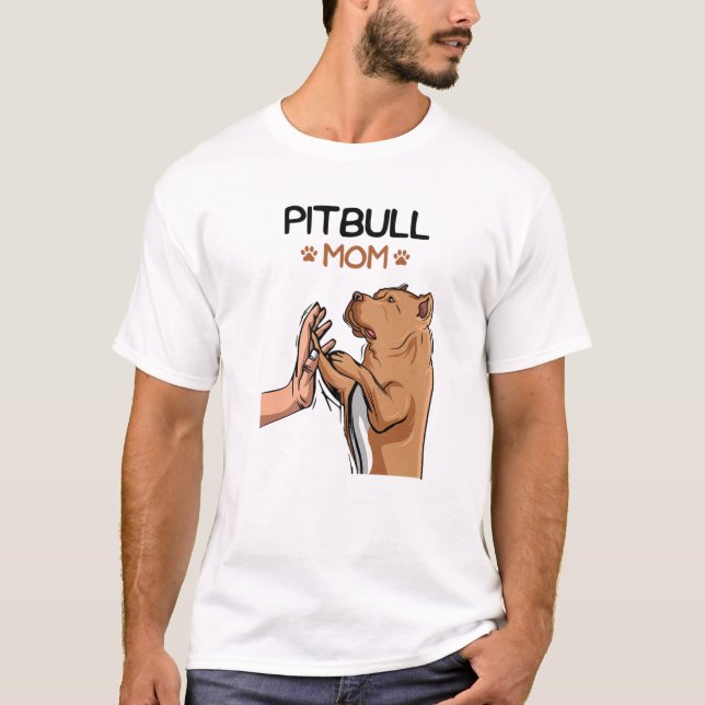 Camiseta Pittie Mom Pitbull Dog Mama Women Girls (Frente)
