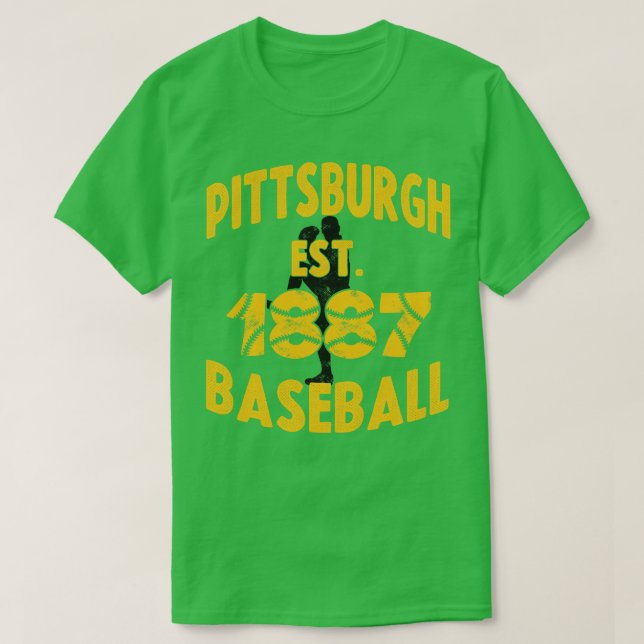 Camiseta Pittsburgh Baseball Est 1887 Baseball Pitcher Vint (Frente do Design)