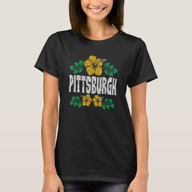 Camiseta Pittsburgh Flowers Distressed Color Print (Frente)