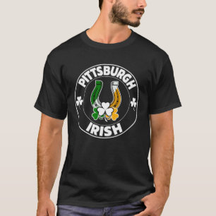 Camiseta Pittsburgh Irlandês Ferradura e Trevos St Paddys