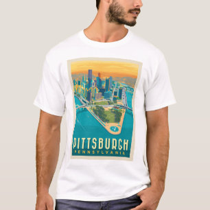 Camiseta Pittsburgh, PA   Vista de Olho de Pássaro