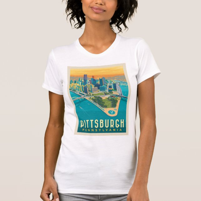 Camiseta Pittsburgh, PA | Vista de Olho de Pássaro (Frente)
