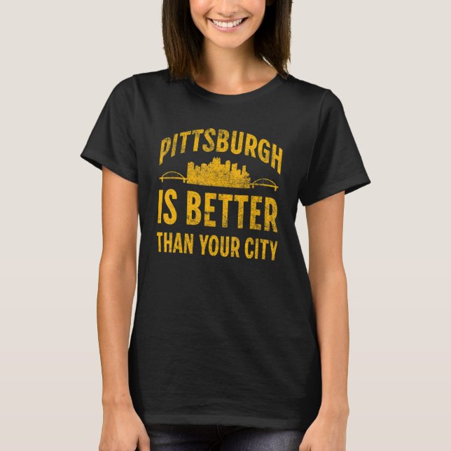 Camiseta Pittsburgh Pennsylvania Steel City Skyline 412 Hom (Frente)