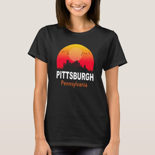 Camiseta Pittsburgh Pensilvânia Vintage Sunset Retro City (Frente)