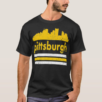 Camiseta Pittsburgh Retro Three Stripe Black Weathered 