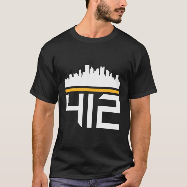 Camiseta Pittsburgh Skyline 412 (Frente)