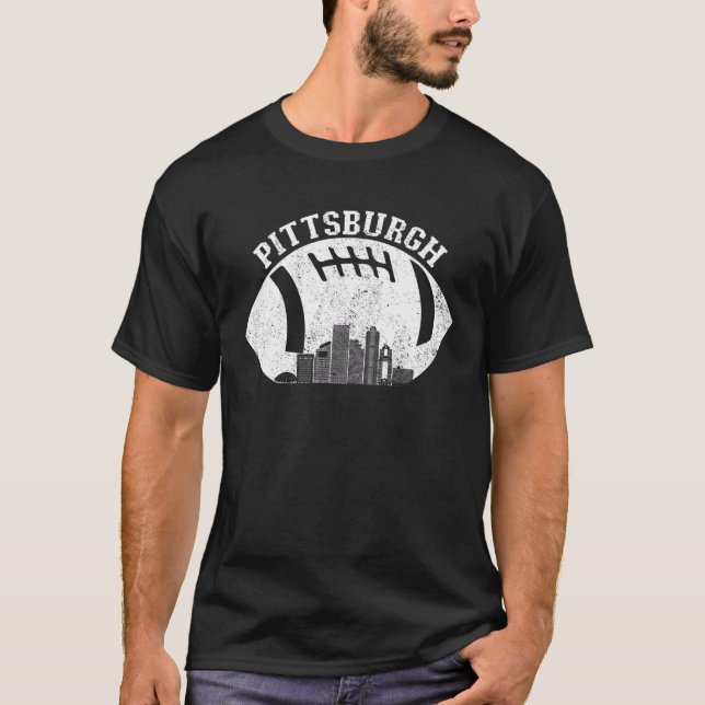 Camiseta Pittsburgh Skyline Futebol Fan Vintage Pittsburgh (Frente)