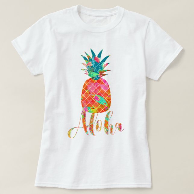 Camiseta PixDezines Aloha Abacaxi (Frente do Design)