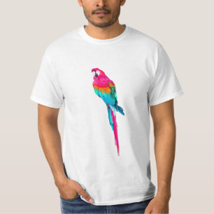 Camiseta PixDezines arara aquarela/rosa quente
