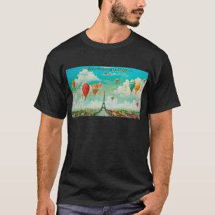 Camiseta PixDezines balões vintage/eiffel/paris