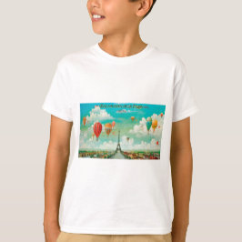 Camiseta PixDezines balões vintage/torre eiffel/ paris