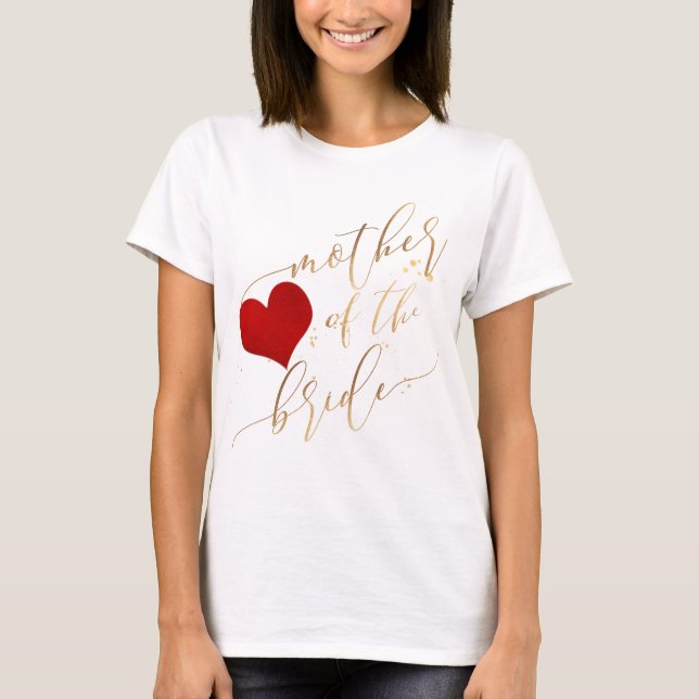 Camiseta PixDezines Mãe de Bride/Faux Script Dourado (Frente)