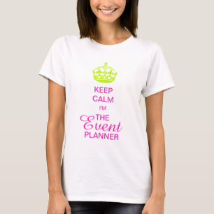 Camiseta PixDezines Mantenha Calma/Neon Verde Coroa/Texto i