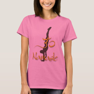 Camiseta PixDezines Pose de parada de mãos/Namaste/Om