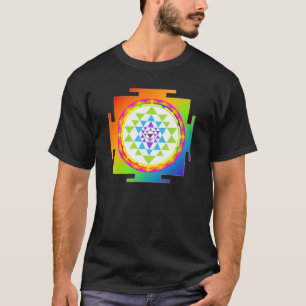 Camiseta PixDezines sri yantra/chakra clearing/arco-íris
