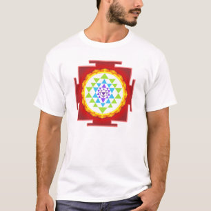 Camiseta PixDezines sri yantra/chakra limpando/arco-íris
