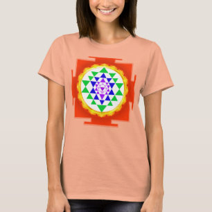 Camiseta PixDezines Sri Yantra Chakra Limpando/Brilho Laran