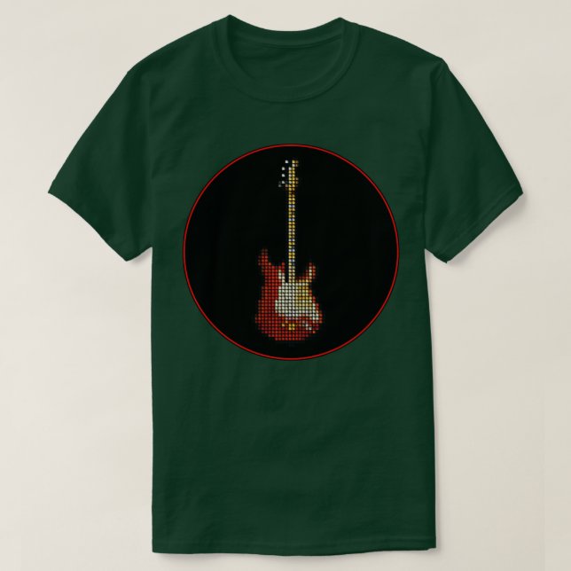 Camiseta Pixel 1965 Lênny Guitar em um Círculo Negro (Frente do Design)