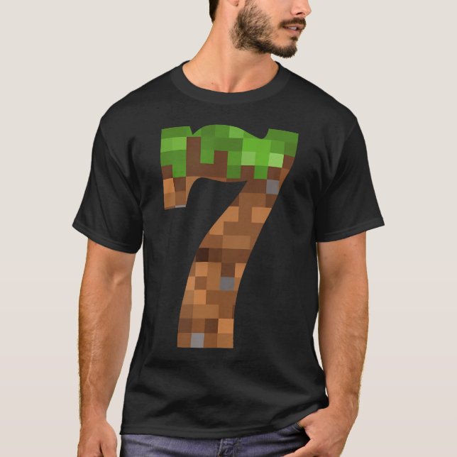Camiseta Pixel 7 Anos Número De Aniversário 7 7 Anos 7 Vid (Frente)