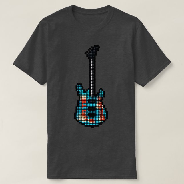 Camiseta Pixel armado e violão sem-teto ereto (Frente do Design)
