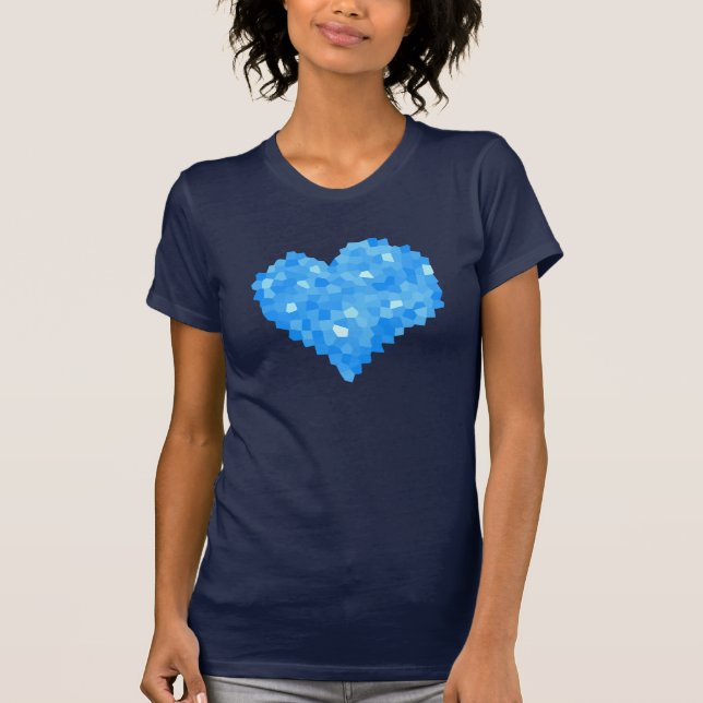 Camiseta Pixel Art Blue Heart Retro Gamer Love (Frente)