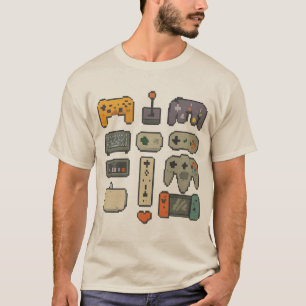 Camiseta Pixel Art – Controles de Jogos Retro & Modernos (t