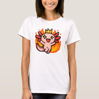 Camiseta Pixel Art Fiery Crowned Axolotl