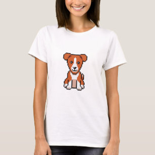 Camiseta pixel-art-fofo-basenji-vetor-cão-retrô