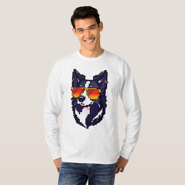 Camiseta Pixel Border Collie (Frente Completa)