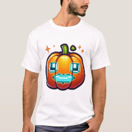 Camiseta Pixel Brilhante Pumpkin Halloween Retro Gamer