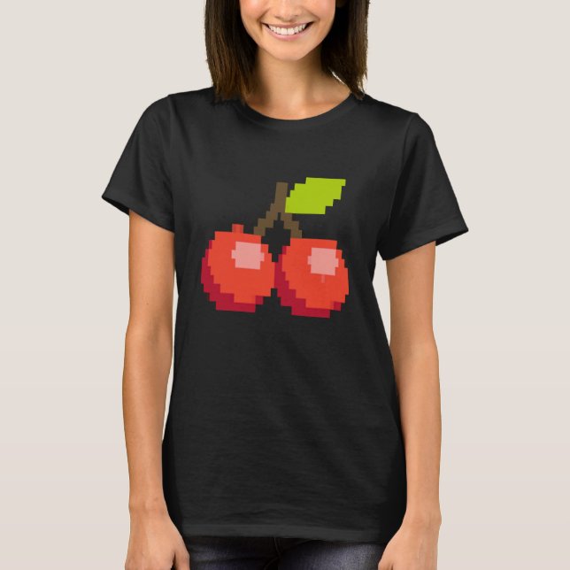 Camiseta Pixel Cherry Summer Fruit 8 bit Fruit (Frente)