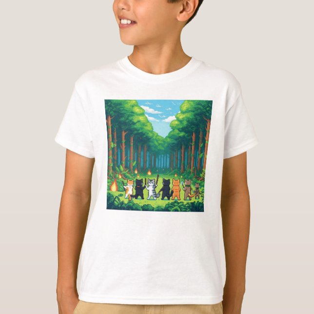 Camiseta Pixel Friends: Forest Protection (cats) #12 (Frente)